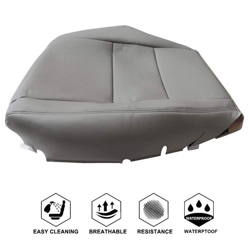 NLQR Front Driver Bottom Replacement Seat Cover Gray Microfiber Leather