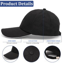 MEQUER Baseball Caps, 3 Packs Adjustment Baseball Hats for Men Women, Full Cotton Hats with White Trim for Golf Running Outdoor Sports, Blue+Grey+Black Caps