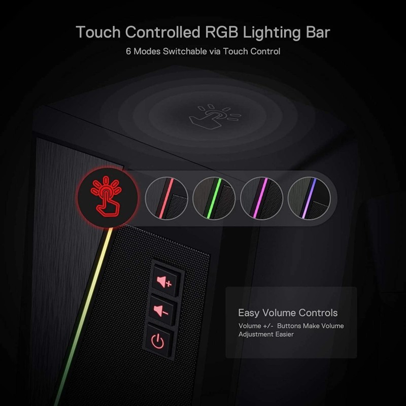 Redragon GS520 RGB Desktop Speakers, 2.0 Channel PC Computer Stereo