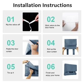 WdFour French Door Curtain, Window Curtain, Suitable for Front Doors, Side Doors, Door and Window Covers with Insulation and Thermal Insulation Functions. 12W x 80L Inches, 1 Panel, Stone Blue.