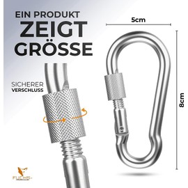 Screw Carabiner Pack of 1 | Steel - 230 kg Load Capacity | Size 80 x 8 mm | Steel | Fire Brigade Carabiner Hook | Galvanised | Sports, Transport (Screw Carabiner - 1 Piece)