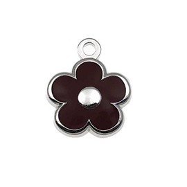 LuckyPet Pet ID Tag - Tiny Flower Jewelry Tag - Dog & Cat Tags for The Tinest Pets - Deeply Engraved on The Back Side - Color: Black