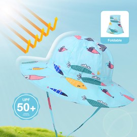 KAKU NAU Baby Sun Hat Toddler Summer Hat for Babies Boy Sun Hat Uv Protection 6 9 12 18 Months White Blue