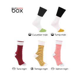 Unisex Sushi Rainbow Socks Salmon Tamago Tuna 2 x Maki 5 Pairs - 36/40