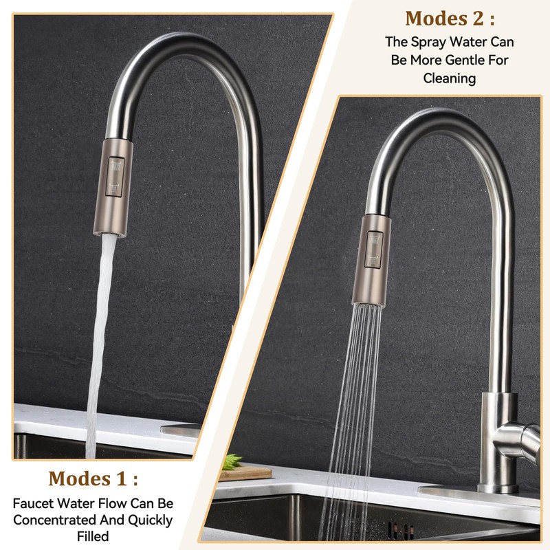 Shower Head Kitchen Tap, Replacement Tap with 2 Modes Adjustable,