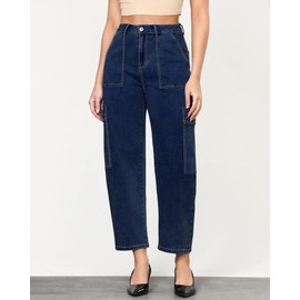 GRAPENT Stretchy Jeans - Casual Trendy Cute Baggy Cargo Barrel Womens Summer Pants in Nightfall Blue, XX-Large Size 20 to 22