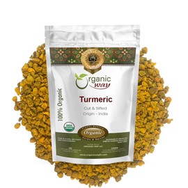 Organic Way Turmeric/Haldi Root Cut & Sifted (Curcuma Longa) - Herbal Tea | Kosher & USDA Certified | Vegan, Non-GMO & Gluten Free | Tested for Heavy Metal and Purity | Raw from India (1/2LBS / 8Oz.)