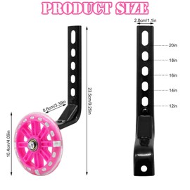 LONTOM Kids Bike Stabilisers, 1 Pair Bicycle Training Wheels for Boys and Girls, Universal Stabilisers for Childs Bike, Support Wheels with Mounted Kit for Kids Bike 12 14 16 18 20 Inch (Pink)