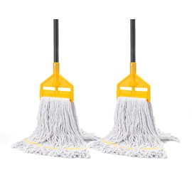 KeFanta 2 Pack Commercial Mop Heavy Duty Industrial Mops,60 inch Long Handle with Looped-End String Cotton Wet Mop Head Replacement for House,Kitchen,Laminate,Tile,Vinyl,Hardwood Floor Cleaning