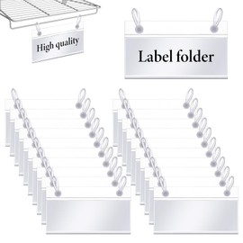 20Pcs Plastic Wire Shelf Label Holder Clip On Wire Basket Labels Storage Bin Labels Clip On for Storage Bins Shelf with Paper, 20pcs Label Insert Included 3.93x2.2 Inch