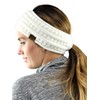C.C Cable Knit Fuzzy Lined Ear Warmer Ponytail Pony Headband,