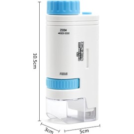 200x Zoom Kids Portable Microscope Pocket Handheld Mini Microscope with LED Light High Definition for Students Microbiological Observation Preschool Home Study Educational Toys