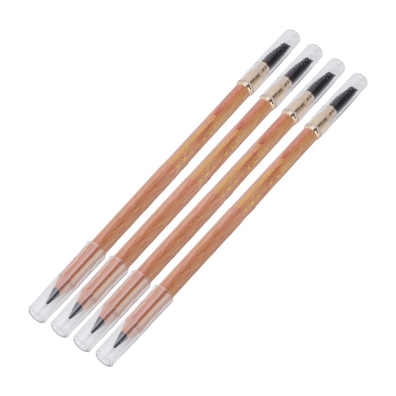 4pcs Eyebrow Pencil Double Head Eyebrow Makeup Pen Wood Handle