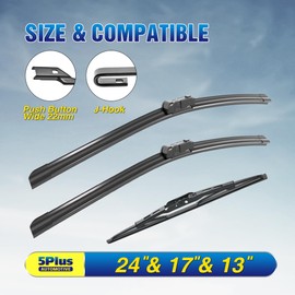 5 PLUS Windshield Wipers Replacement For 2010-2017 GMC Terrain, 2010-2017 Chevy Equinox Windshield Wipers, Original Equipment Automotive Replacement Windshield Wiper Blades 24"+17"+13"(3 Wipers)