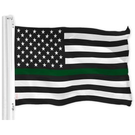 G128 Thin Green Line American Flag | 3x5 Ft | LiteWeave Pro Series Printed 150D Polyester | Duty and Honor Flag, Indoor/Outdoor, Vibrant Colors, Thicker and More Durable Than 100D 75D Polyester