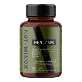 Capsulas Crecimiento Barba, Bigote y Cabello Suplemento Alimenticio Para Hombre Not Minox 120 Cápsulas A Base de Queratina, Creatina, Colageno y Vitaminas 120 Porciones Por Envase Vitaminas Hombre