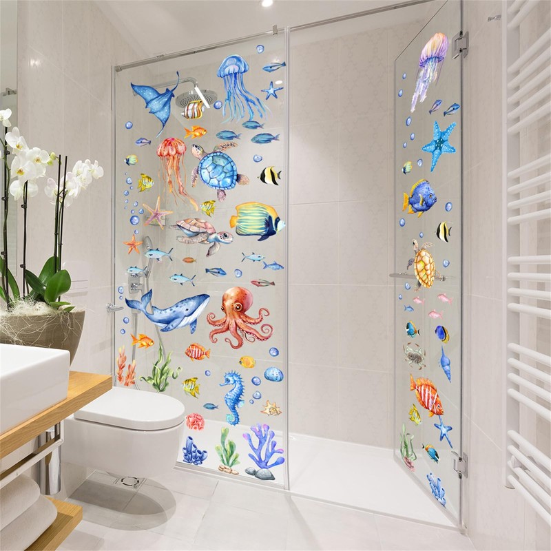 Hikosiya Hyqa011 Electrostatic Sticker, Window Sticker, Fish, Aquarium, Scandinavian Style,