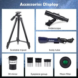 Telescope for Astronomy & Adult & Kids & Beginners, 50mm Aperture (20x-200X) 400mm AZ Mount Astronomical Portable Refractor Telescopes with 3 Eyepieces