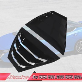 MUXEE 2Pcs Rear Side Window Louvers Air Vent Scoop Shades Cover Blinds Trim for Nissan sentra Sylphy 2020-2024 - ABS Bright Black Sport Interior Accessories