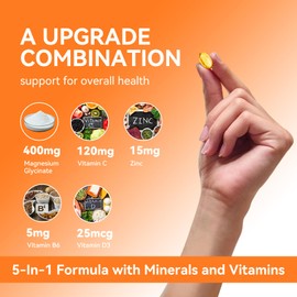 Magnesium Glycinate Supplement Softgels, Magnesium Glycinate 400mg with Zinc, Vitamin B6, C, D3, Pure Magnesium for Sleep, Calm, Muscle & Bone, Energy, Nervous Support - 120 Vegan Softgels