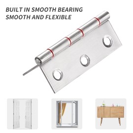 Pack of 10 Stainless Steel Hinges, Folding Rear Hinges Connectors, Stainless Steel Door Hinge Hinges with 60 Screws for Cabinets, Windows, Doors (63 x 44 x 1 mm)