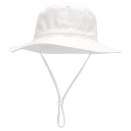 YANWANG Baby Children's Adjustable Bucket Sun Hat, UPF 50+ Sun Protection, Beach Hat for Toddlers, Boys, Girls, White