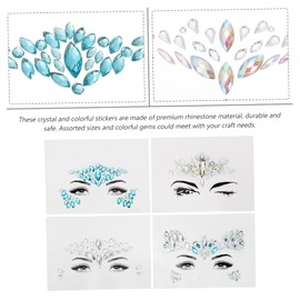 FRCOLOR 12pcs Face Jewels Stickers Rhinestone Crystal Gems for Women Temporary Body Decoration for Festivals Parties and Special Occasions Fun and Creative Accessories