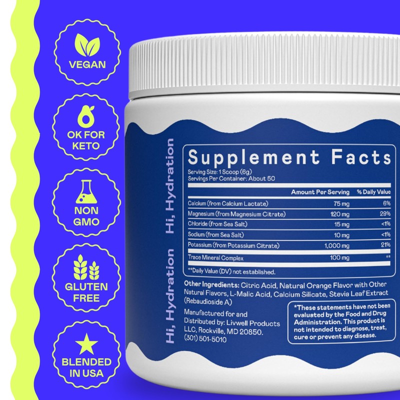 Hi-Lyte K1000 Electrolytes Powder Mix Orange Keto & Performance, 50