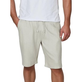 DENIMFY DFAlessio Men's Linen Shorts Regular Fit Drawstring Elastic Waist Plain Black Green Blue Beige White S M L XL XXL 3XL 4XL 5XL, Light Sand, L