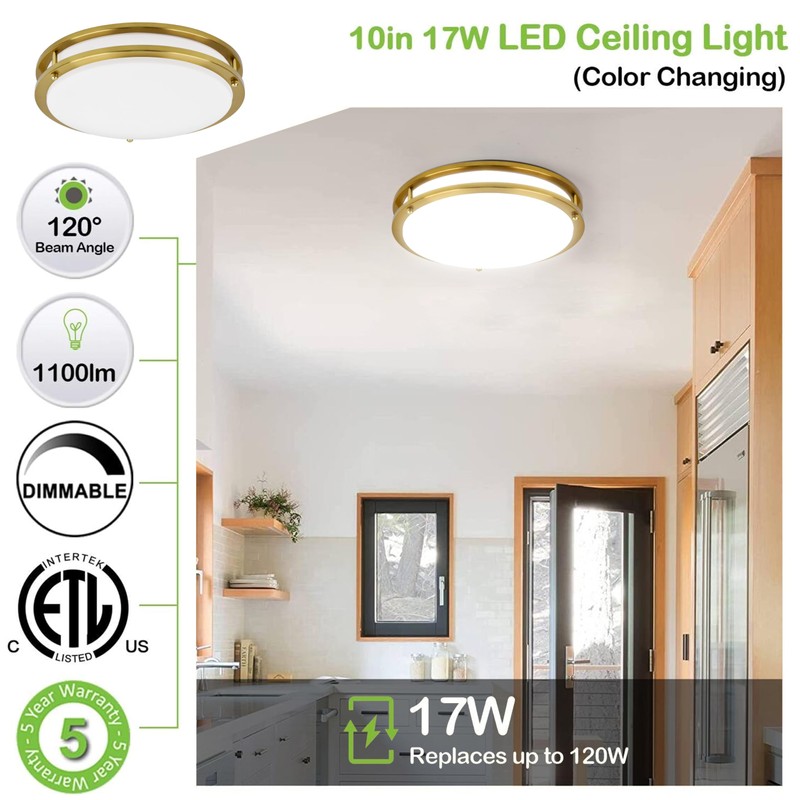 hykolity 10 inch Flush Mount LED Ceiling Light Fixture, 17W