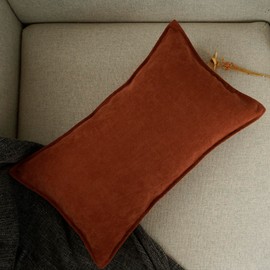 YOUR SMILE Set of 2 Chevron Chenille Pillow Covers with Elegant Design Soft and Luxurious Decorative Throw Pillows for Couch,Bed and Home Decor,Rusty Orange,12 X 20 inch