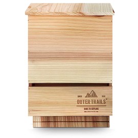 Outer Trails Bat House Outdoor Bat Habitat, Natural Cedar Wood, 3 Chamber