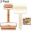 2 Pieces Pizza Plastic Dough Docker Wood Pastry Pizza Roller,