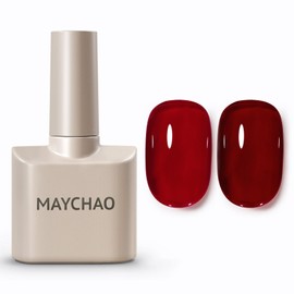 MAYCHAO 15ML Jelly Burgundy Gel Nail Polish 1Pc Jelly Wine Red Gel Polish Soak Off UV LED Nail Polish Nail Art Starter Manicure Salon DIY at Home, 0.5 OZ