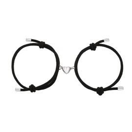 Set of 2 Magnetic Couple Bracelets with Heart Charm, Matching Couple Bracelets, Gifts for Boyfriends, Girlfriends, Husbands, Wives & Lovers, 18 centimeters, Stainless Steel