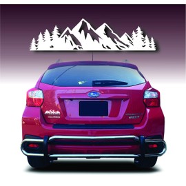 Byzee Vinyl Mountain Decal, Tree Sticker for Trunk Rear Premium Vinyl Graphic for Vehicle Badge or Emblem | Camper Van Accessories, Great Gift Idea for Camping, Hiking, Outdoor Adventure Enthusiast