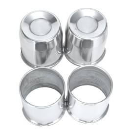 Rheedal 4Pcs 4.25inch Aluminum Trailer Wheel Center Caps Push Through Center Hub Cap for Truck SUV RV Wheel Rim, Combination of Concave and Open End Mirror Polished Wheel Hub Covers
