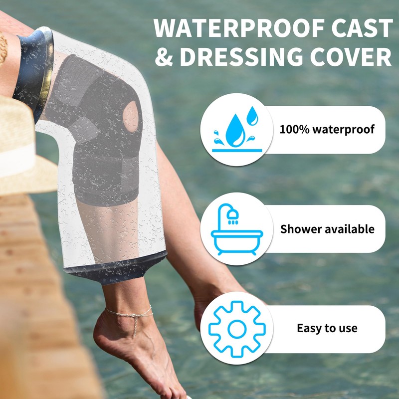 Knee Cast Cover for Shower Large Size, KT1180-L Waterproof Knee