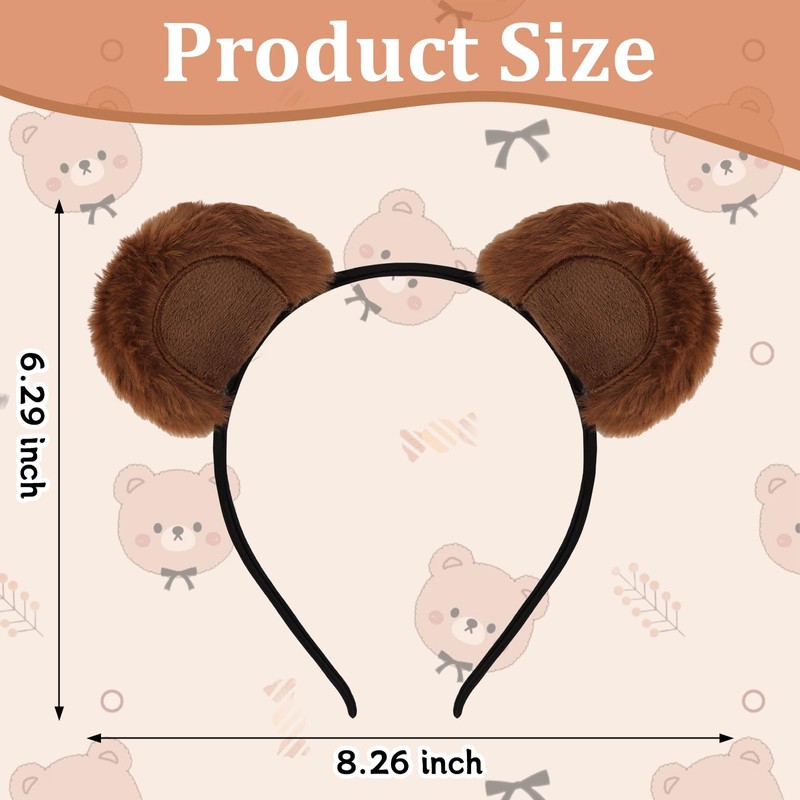 CURASA Brown Bear Ears Headband Animal Chipmunk Ears Teddy Bear