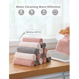 EURSPEUNG Microfibre Cleaning Cloths, Cloths, Window Cloths, Microfibre Cloths, All-Purpose Microfibre Cloths, Pack of 6, White, Size 30 x 30 cm