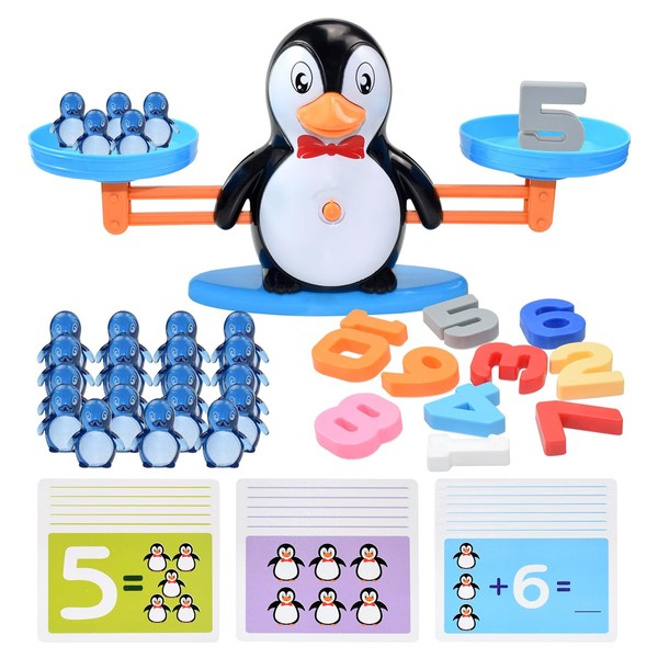 BAKAM Penguin Balance Math Counting Toys for kids Age 3-6, Number Learning Toys for Toddlers Kindergarten, STEM Counting & Sorting Game for Boys Girls (Penguin)