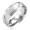 100S JEWELRY White Gold Tungsten Rings Angled Groove Lines Men