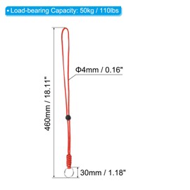 TOP-VIGOR 1Pcs Paracord Lanyard with Keyrings, 18 Inch Necklace Keychain Badge Cord Wrist Metal Hooks Straps for Keys Whistle ID Card Badge Holder, Red