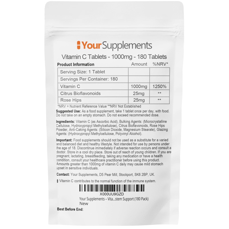 Vitamin C Tablets 1000mg | 180 Slow Release Tablets |