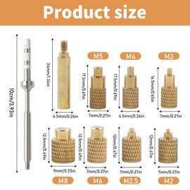 QINGYIWL Soldering Tips, Melting Aid, M2 M2.5 M3 M4 M5 M6 M8 Brass Soldering Iron Tips with Standard 936 Universal Tips, Threaded Insert 3D Printing for Soldering Iron TS001