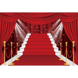 Ttincceer 150 x 100 cm Red Carpet Podium Superstar VIP Important Guest Reception Award Photography Background Red Steps Curtain Background Props