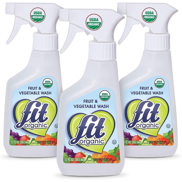 Fit Organic: Produce Wash, Fruit and Vegetable Cleaner, All Natural Insecticide and Wax Remover-12 oz Spray