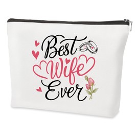 QONCV Wife Christmas Gift Ideas, Best Wife Wifey Makeup Bag Cosmetic Bags Mothers Day Birthday Valentines Day Christmas Gift Presents Ideas for Women