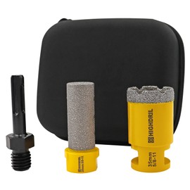 HIGHDRIL Diamond Hole Saw Kit - (35mm Drill Bit+20mm Finger Bit+SDS Adapter) Diamond Core Drill Bit Set for Porcelain Ceramic Granite Marble Hard Materials