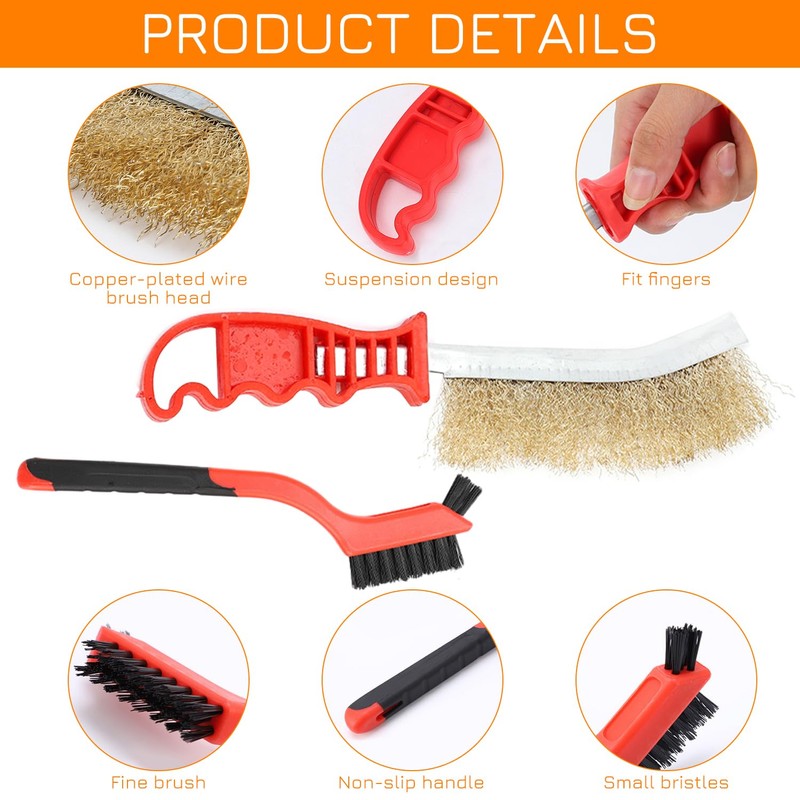 5 Pieces Multifunctional Wire Brush Set, Brass Wire Brush, Cleaning